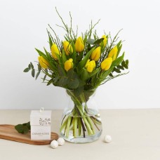 Yellow tulips with champagne truffles